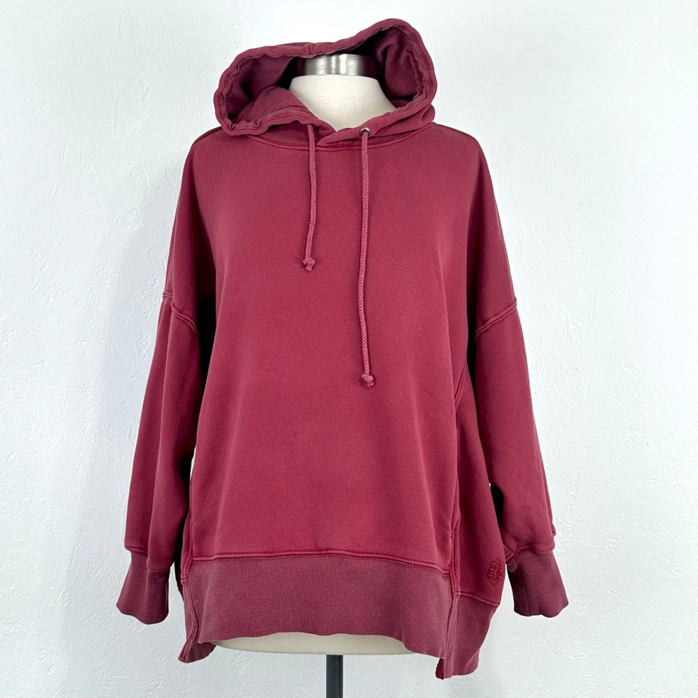 Free People Movement Sprint To The Finish Hoodie Sz Small Oversized Winter Berry